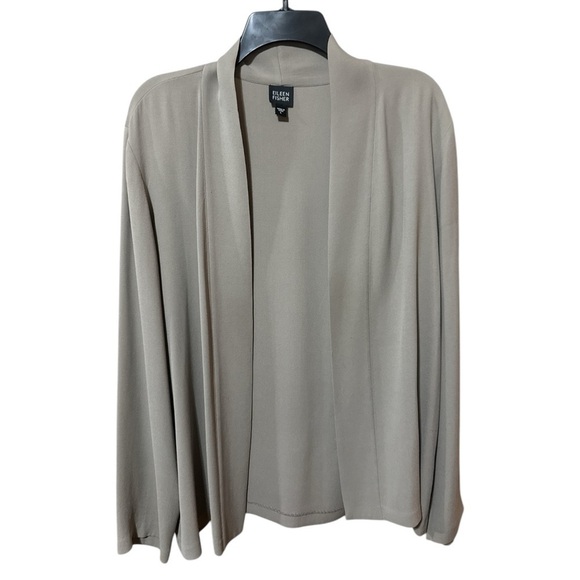 EUC - Eileen Fisher Silk Cardigan - Taupe Size L - Picture 1 of 4